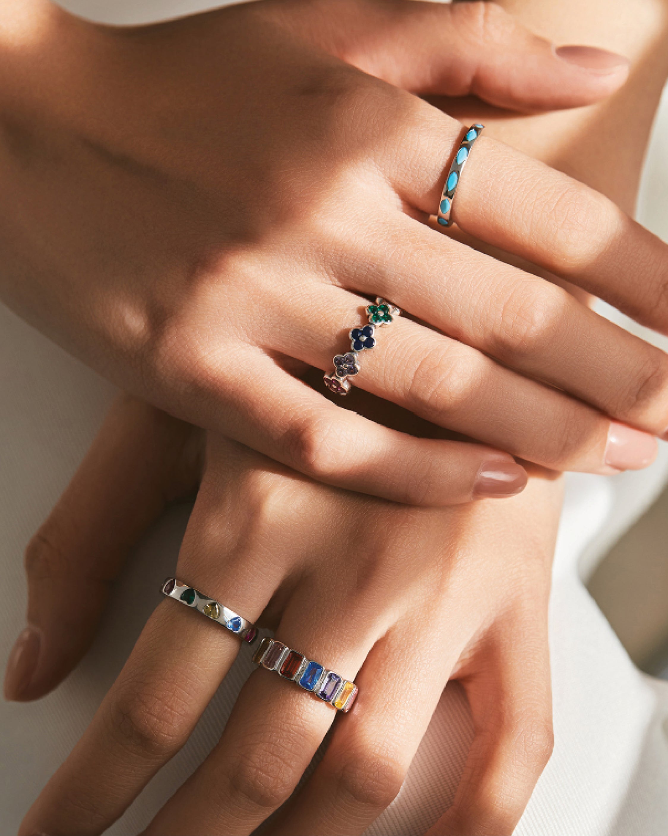 Colored Four Leaf Clover Ring