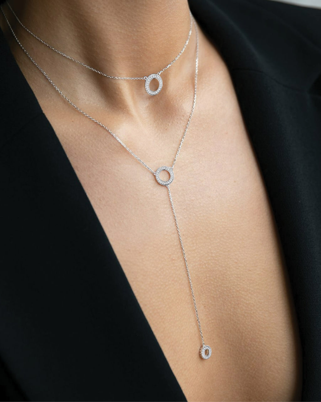 Double Circles Long Necklace