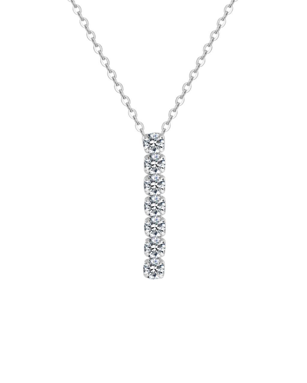 Seven Round Zircon Drop Necklace