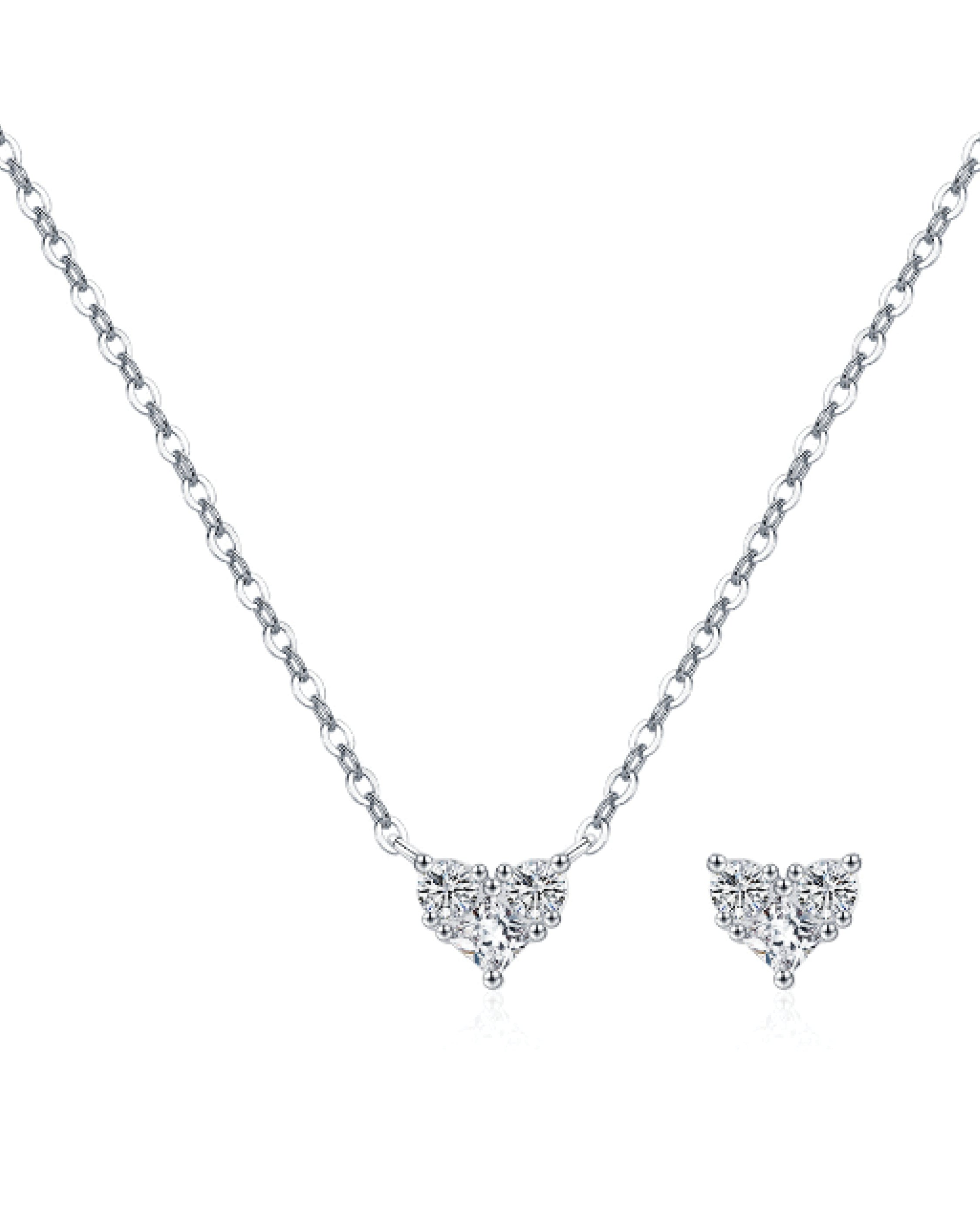 White Zircon Heart Necklace