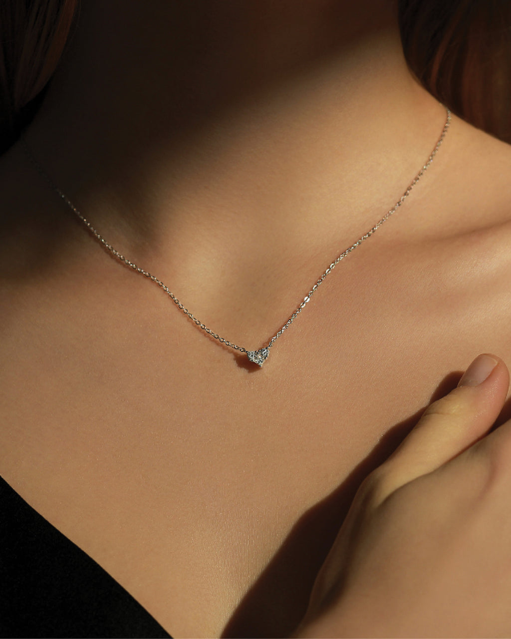 White Zircon Heart Necklace