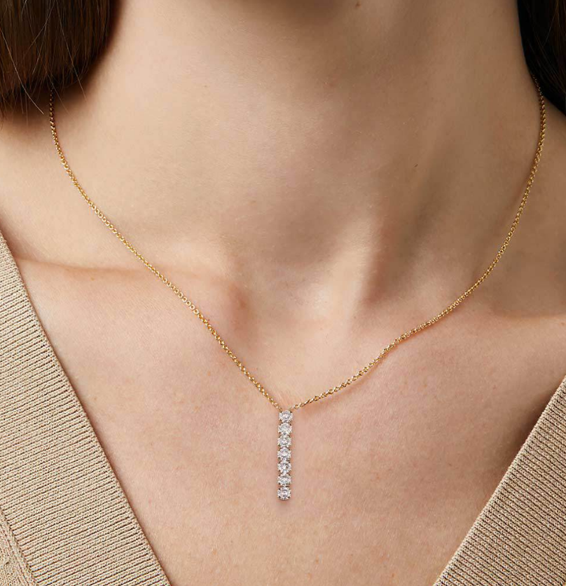 Seven Round Zircon Drop Necklace