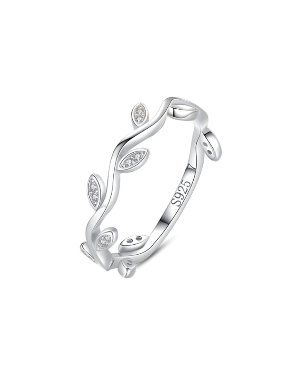 Elegant Leaf Zircon Ring