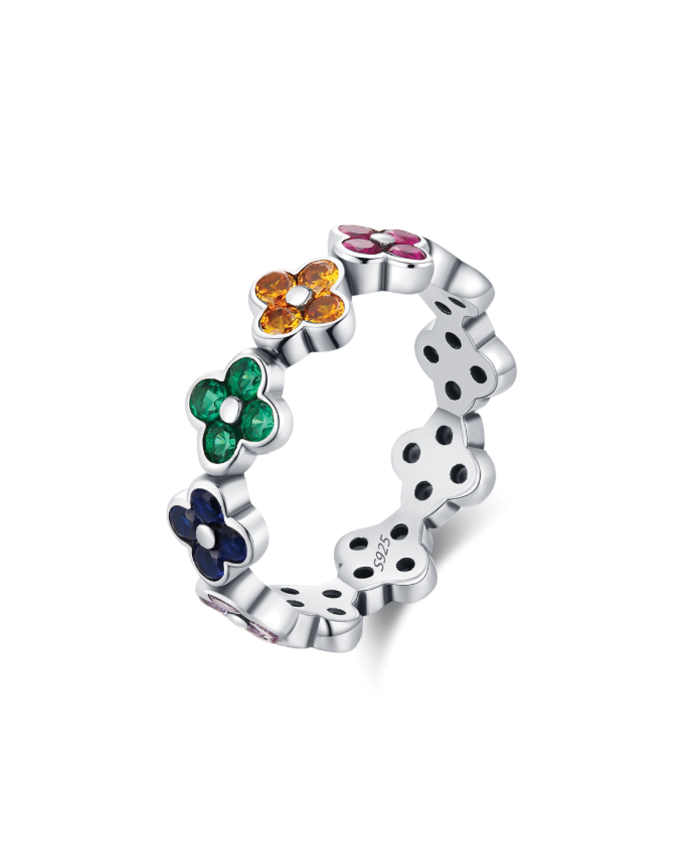 Colored Four Leaf Clover Ring