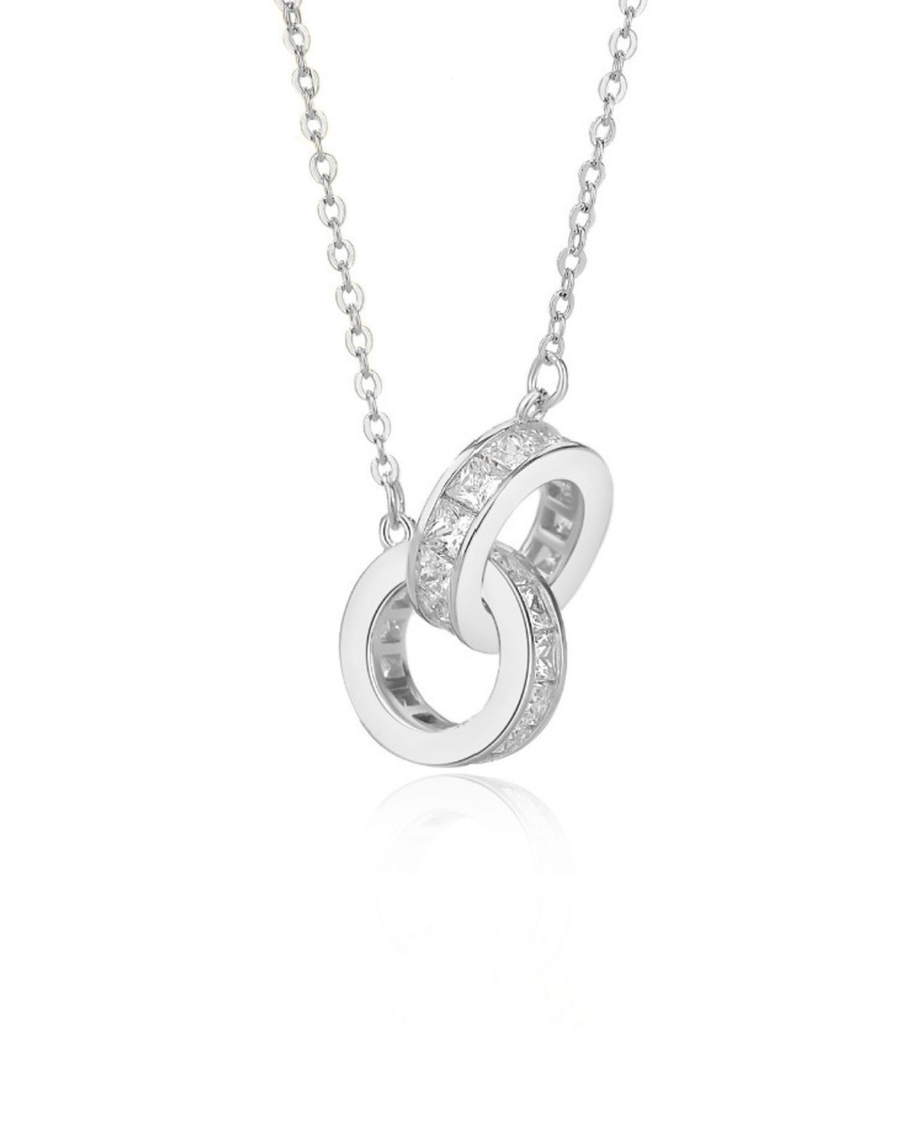 Double linked circle pendant necklace