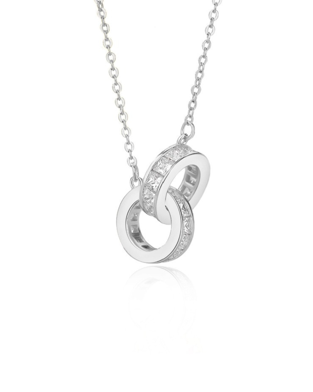 Double linked circle pendant necklace
