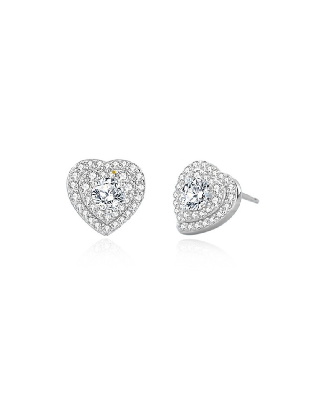 Double Halo Heart Stud Earring