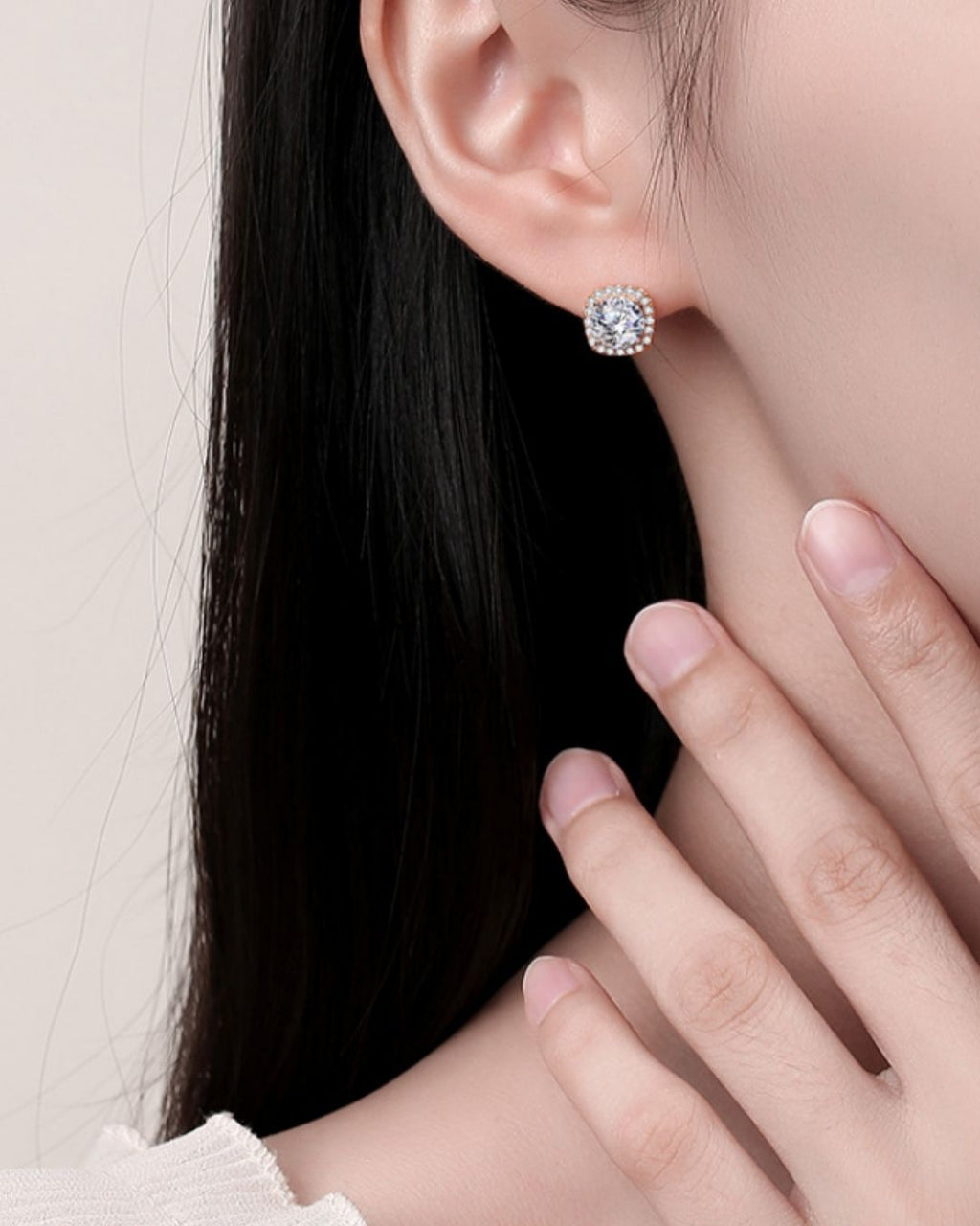 Square Halo Stud Earring