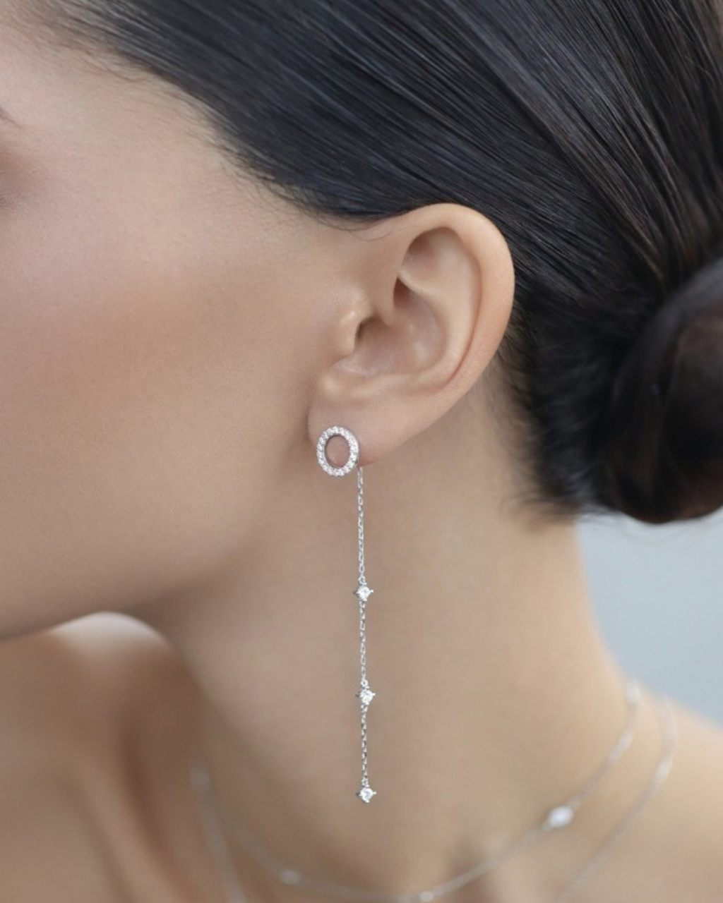 Circle Stud Drop Earring