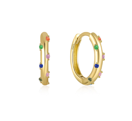 Zircon Hoop Gold Earrings