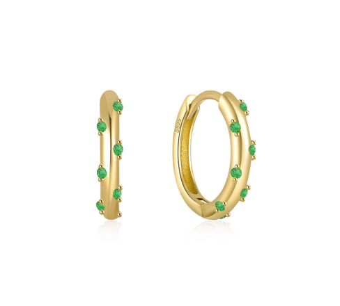 Zircon Hoop Gold Earrings