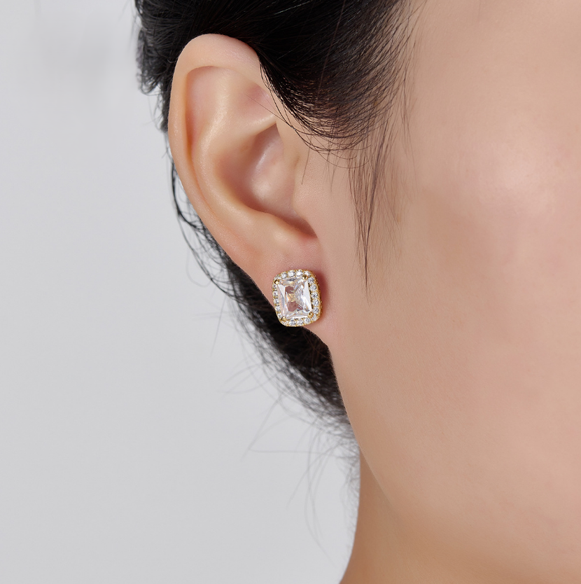 Large Emerald Cut Earring