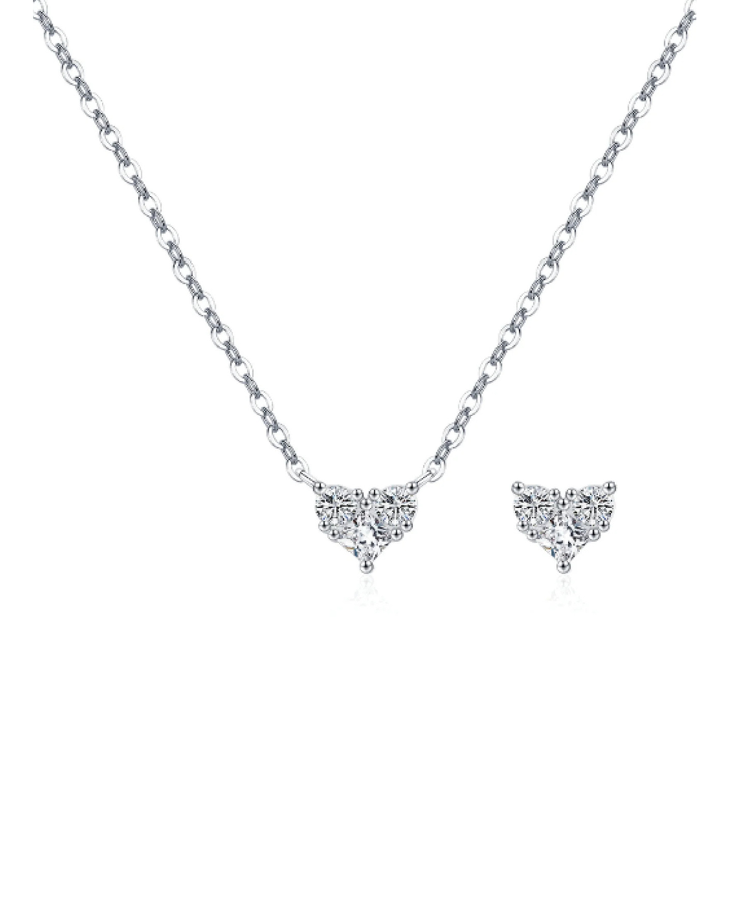 White Zircon Heart Necklace