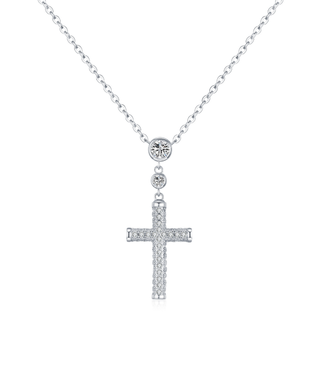 3D Zircon Cross Necklace