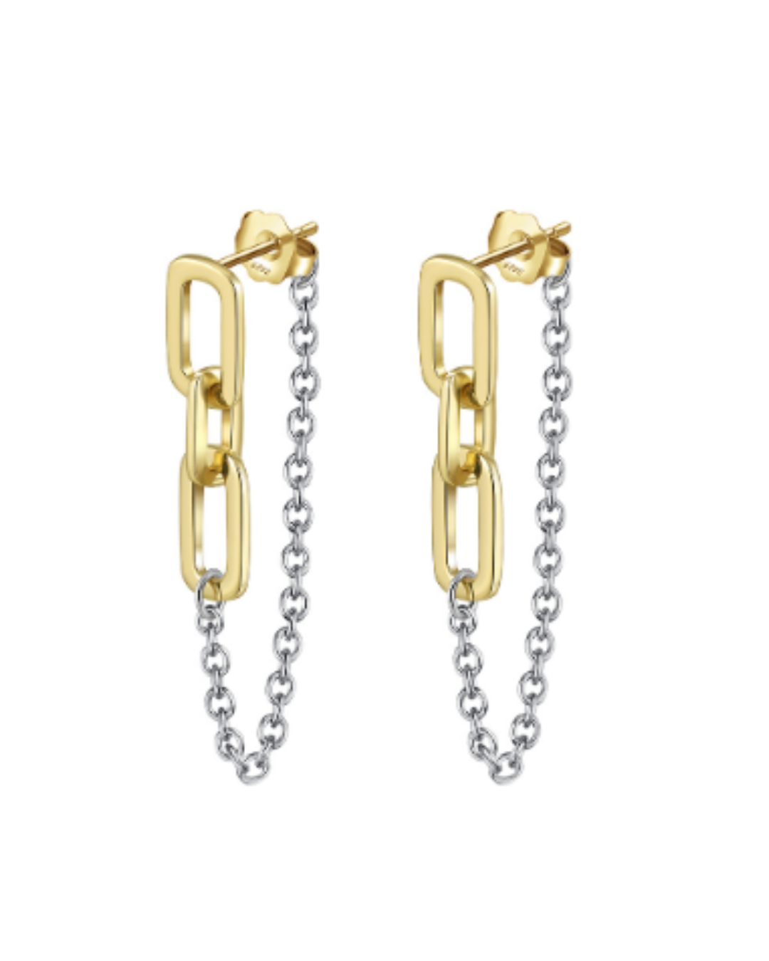 Two-Tone Link and Chain Drop Stud