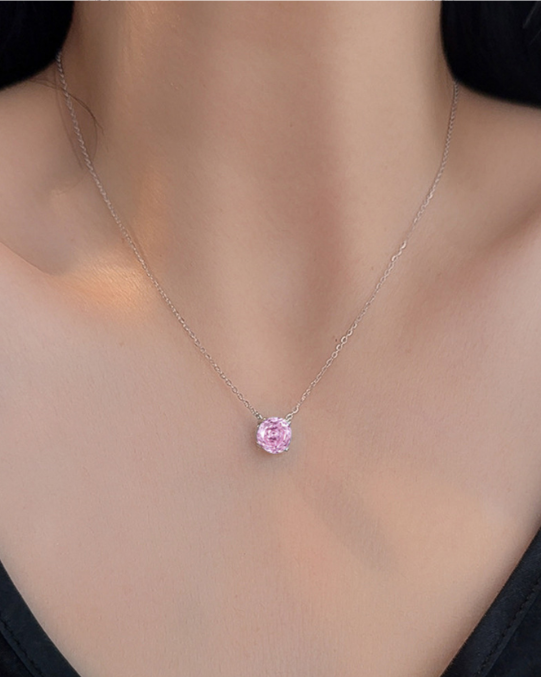 Pink Rose Cut Necklace