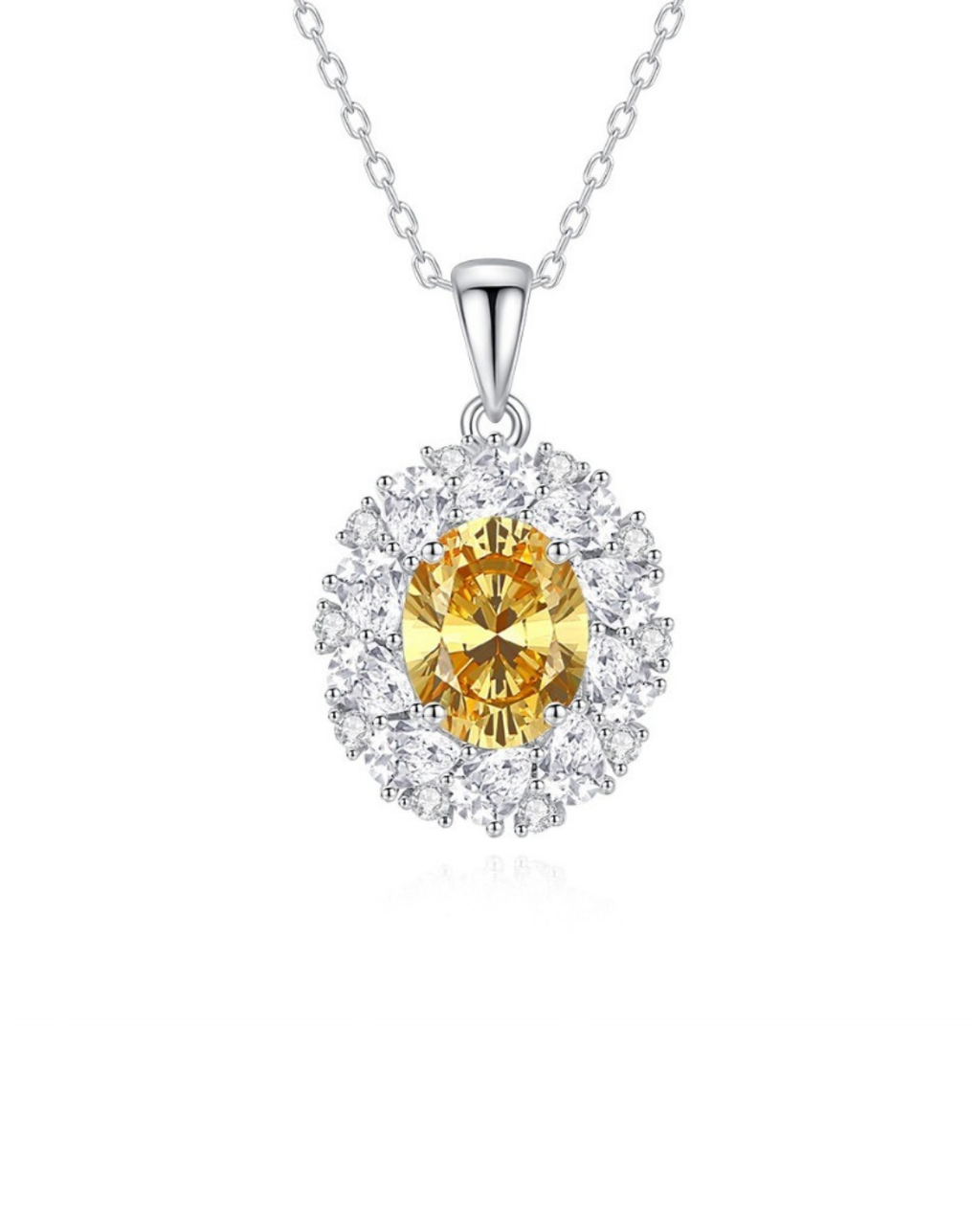 Oval Yellow Halo Necklace