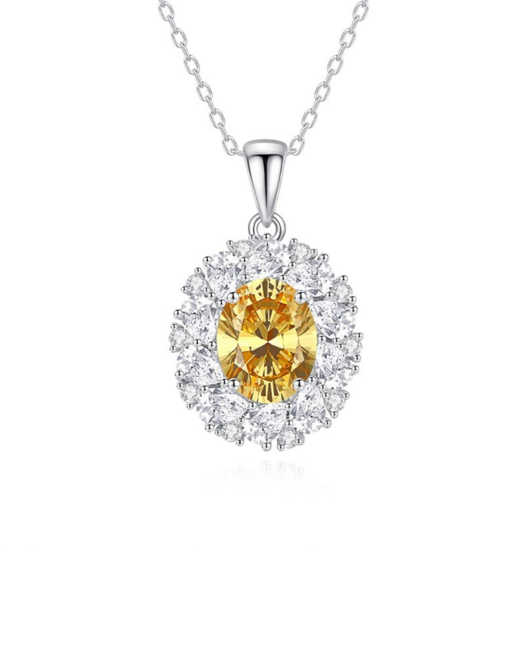 Oval Yellow Halo Necklace