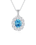 Oval Blue Halo Necklace