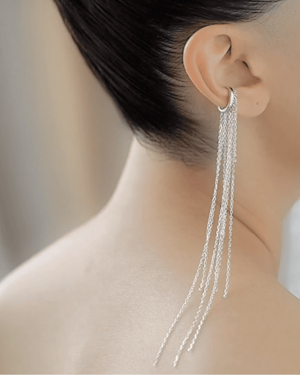Single Long Tassel Ear Clip Earring