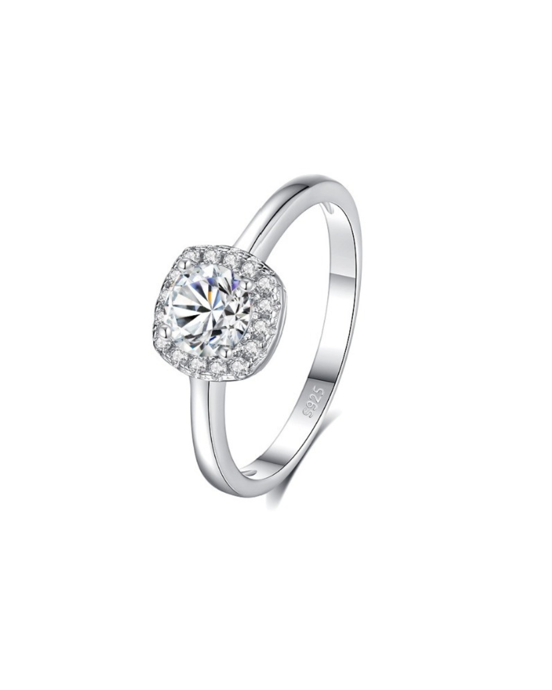 0.5 Ct Moissanite Square Halo Ring