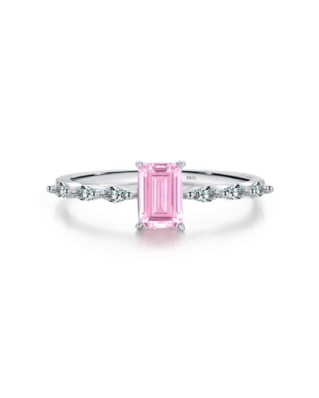 Pink Emerald-cut Ring