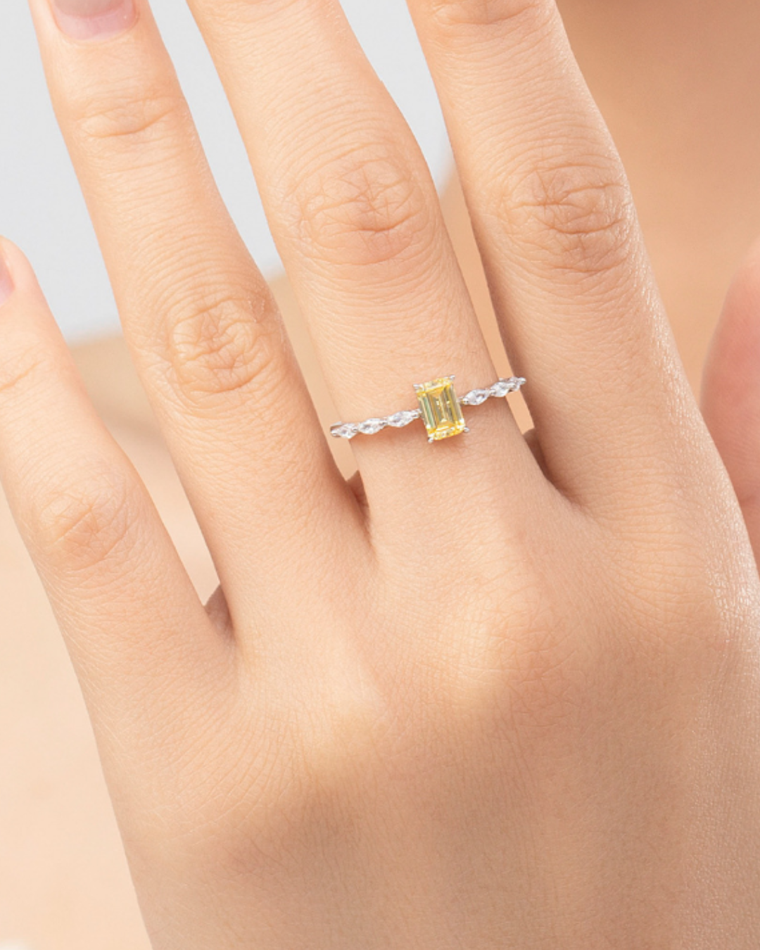 Yellow Emerald-cut Ring